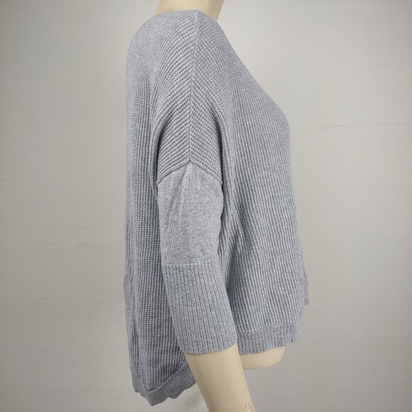 Eileen Fisher gray Organic Cotton dolman sleeve knit thin sweater Small Petite - Picture 3 of 7